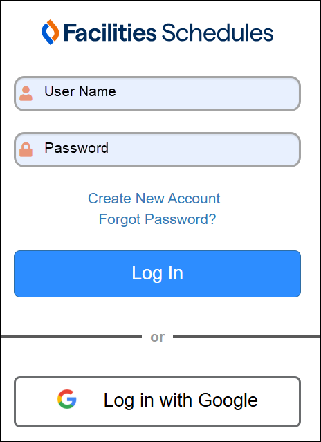 Facilities Schedules login page.