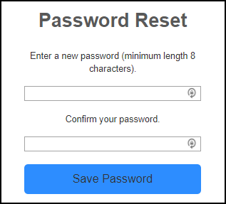 Password reset page.