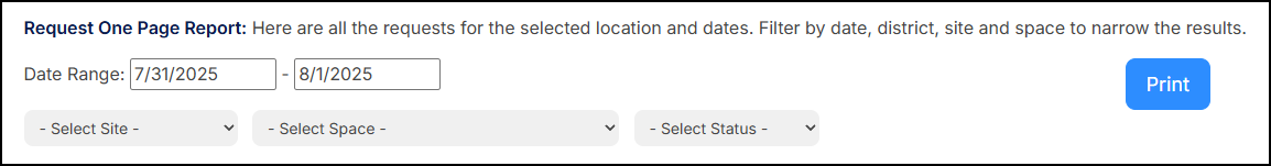 One page per event report setup page