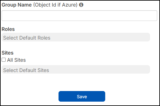 SAML Group setup pop-up.