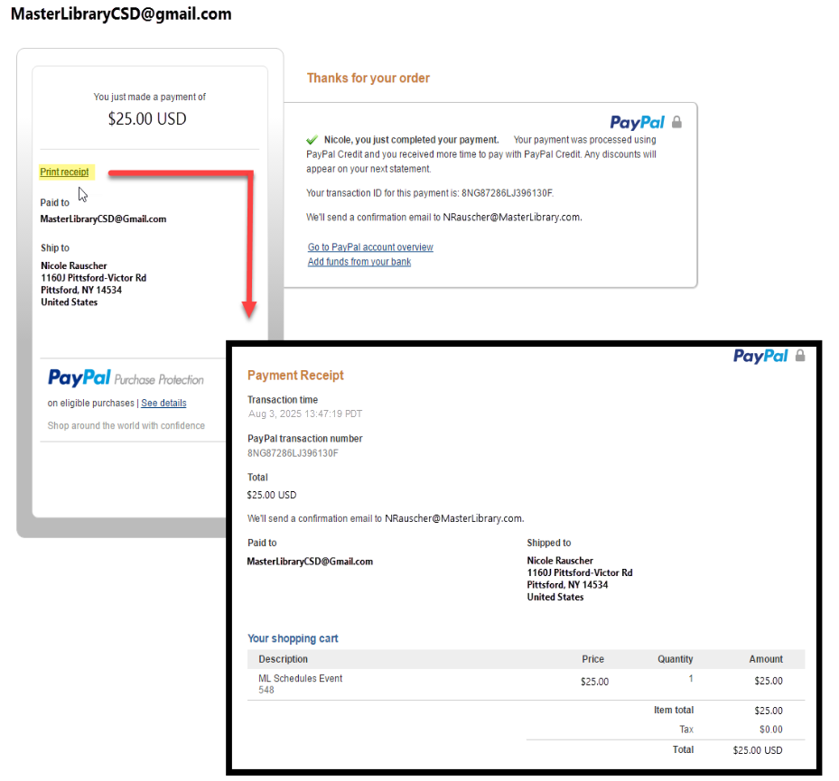 payment receipt