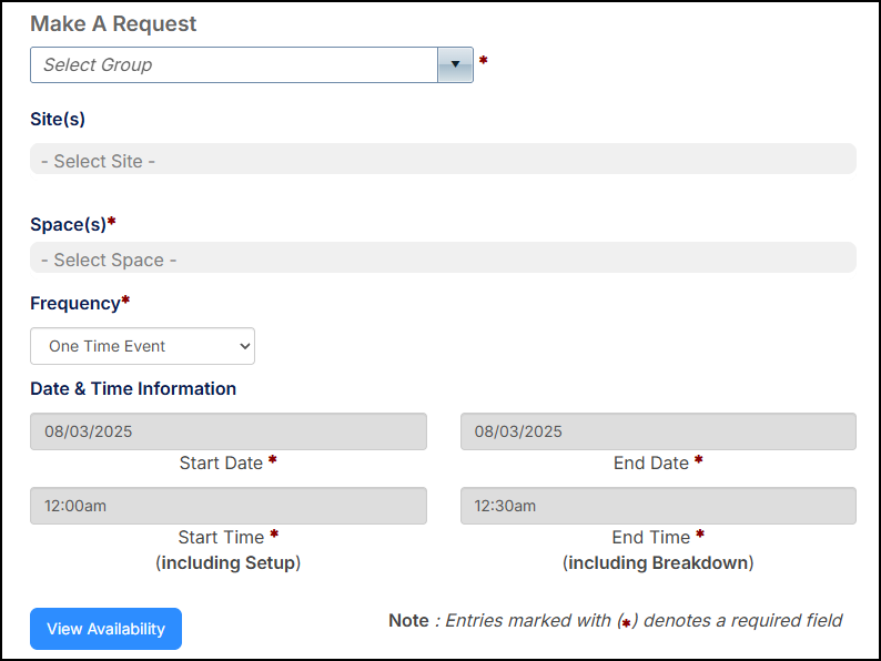 Make a request page.