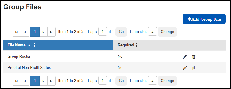 Group files page.