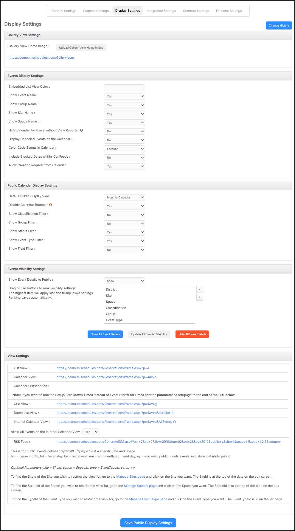 Display settings page.