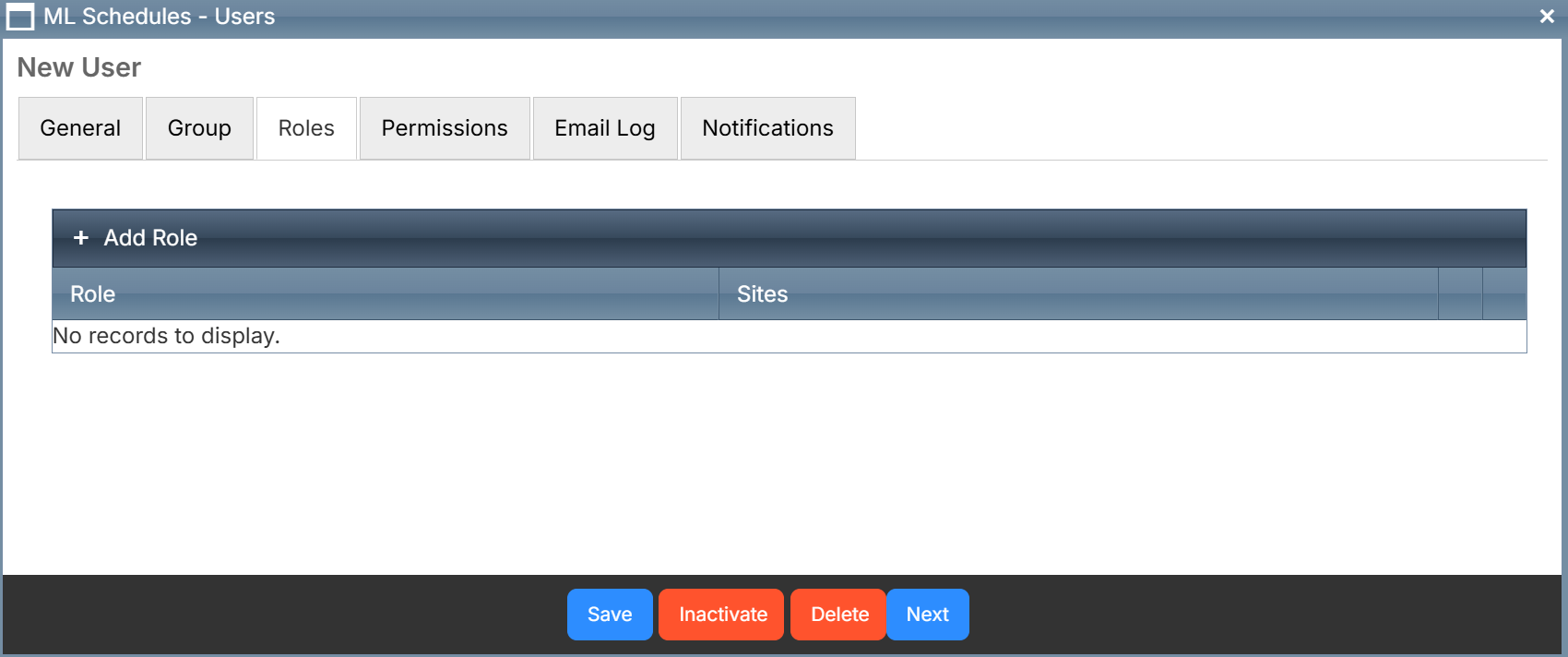 User, roles tab.