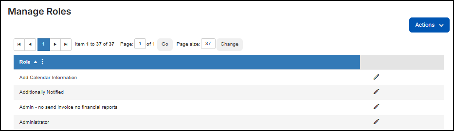 Manage roles page