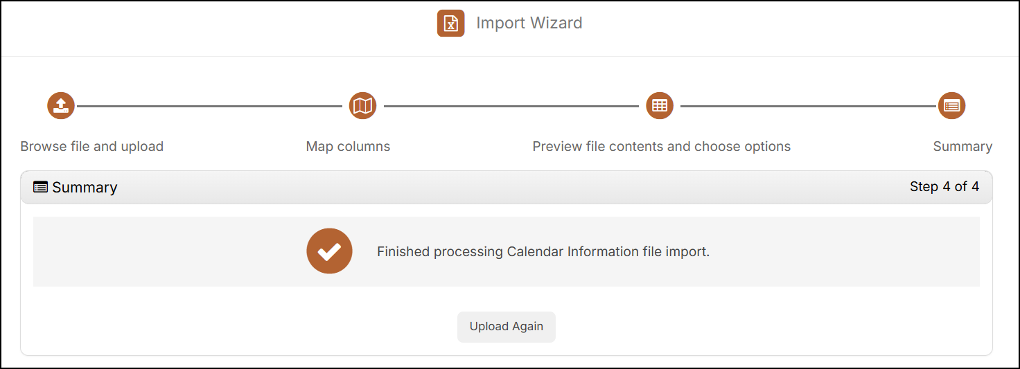 Import wizard summary tab