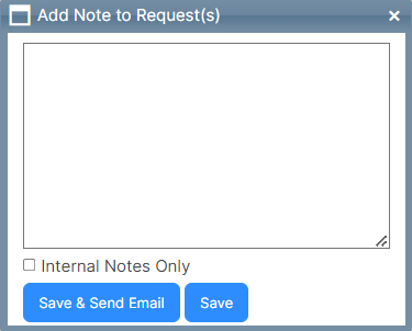 Add note to request pop-up