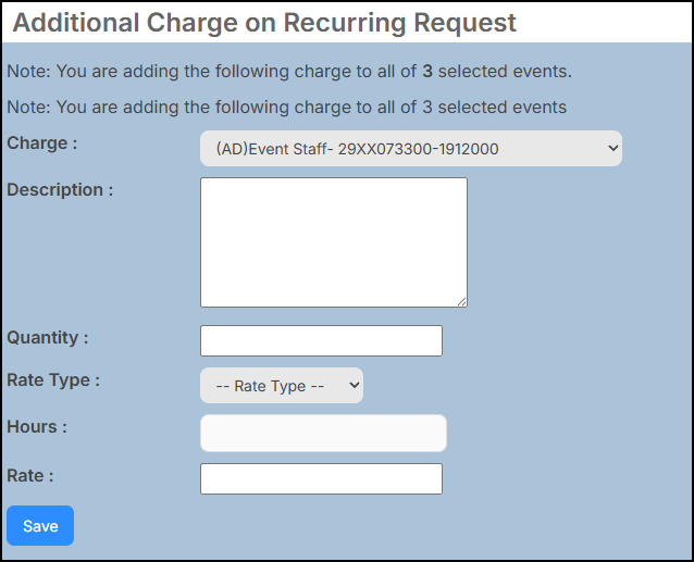 Additional charge on recurring request pop-up.
