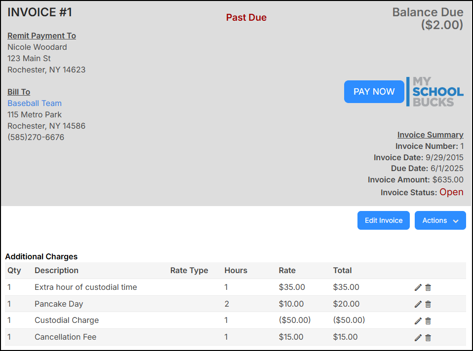 Sample invoice