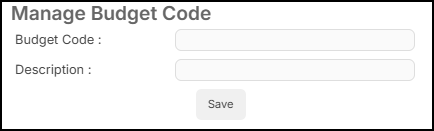 Manage budget code pop-up