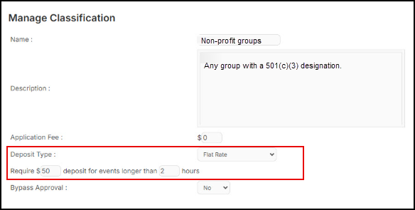 Manage Classification page