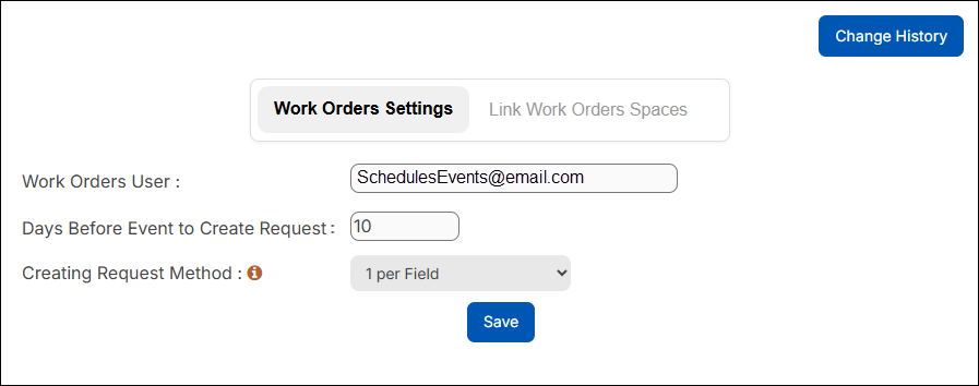 Work Orders Settings tab.