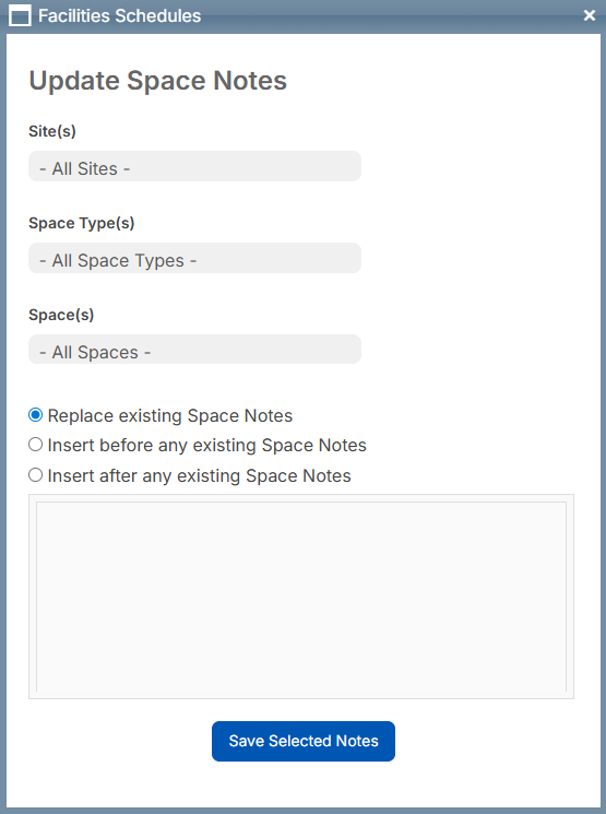 Update space notes pop-up