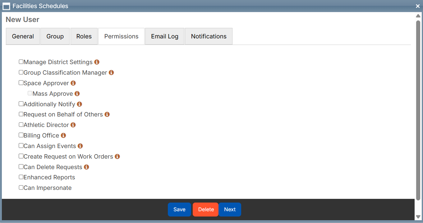 New user-permissions tab.