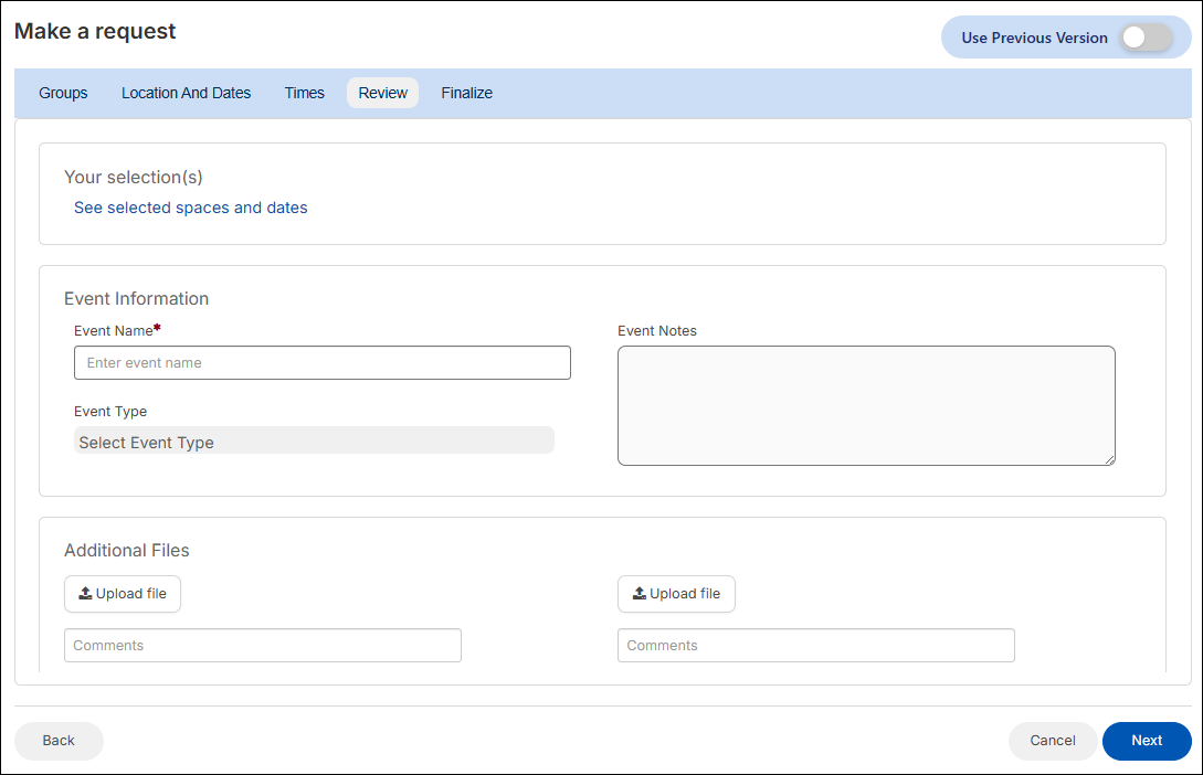 Make a request, review, tab.