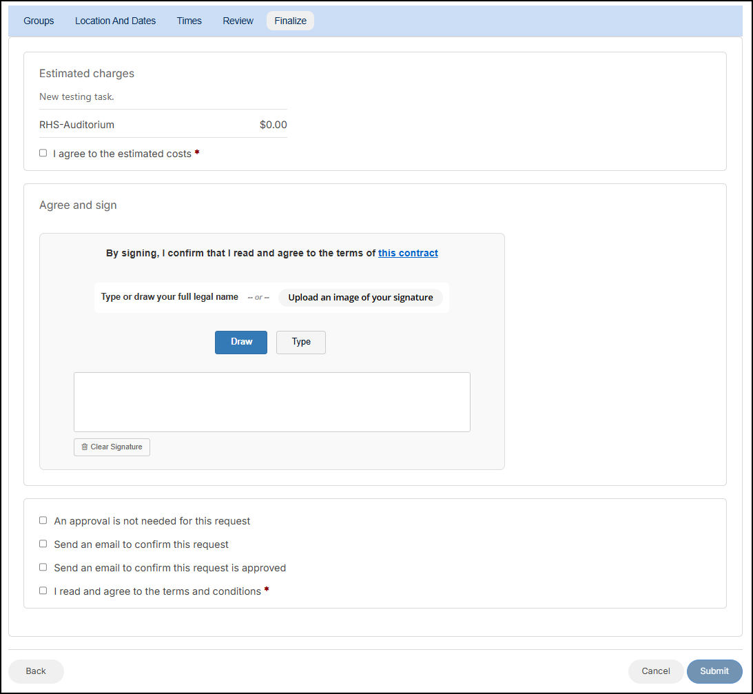 Make a request, finalize tab.