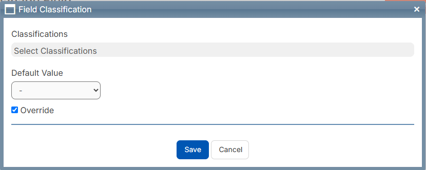 Field Classification pop-up
