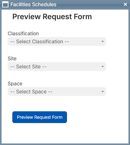 Preview request form pop-up