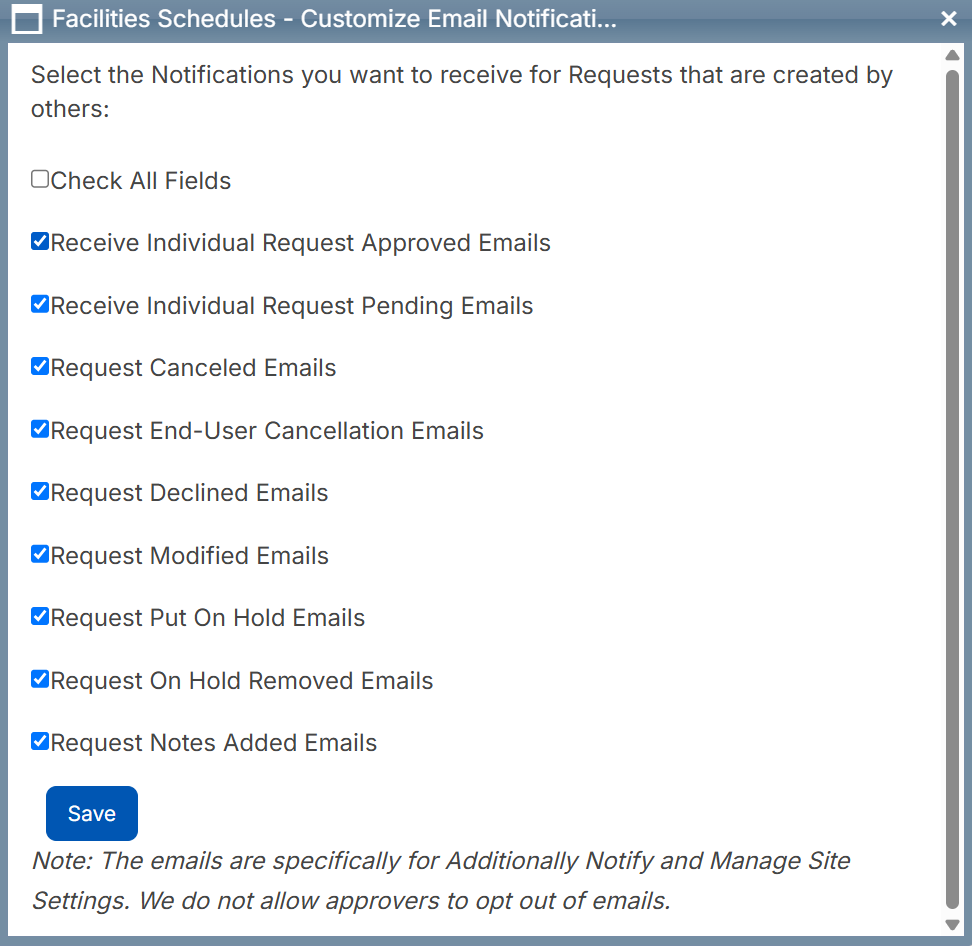 Customize email notifications pop-up.