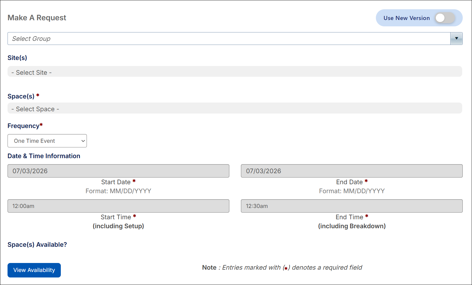 Make a request page.