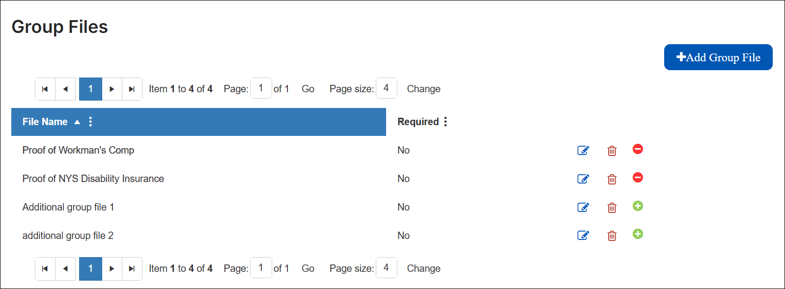 Group files page.