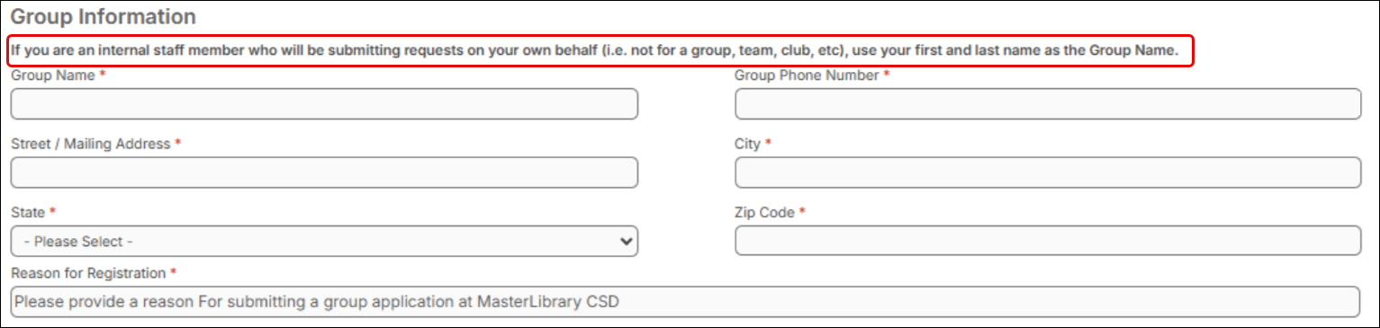Group information custom text highlighted.